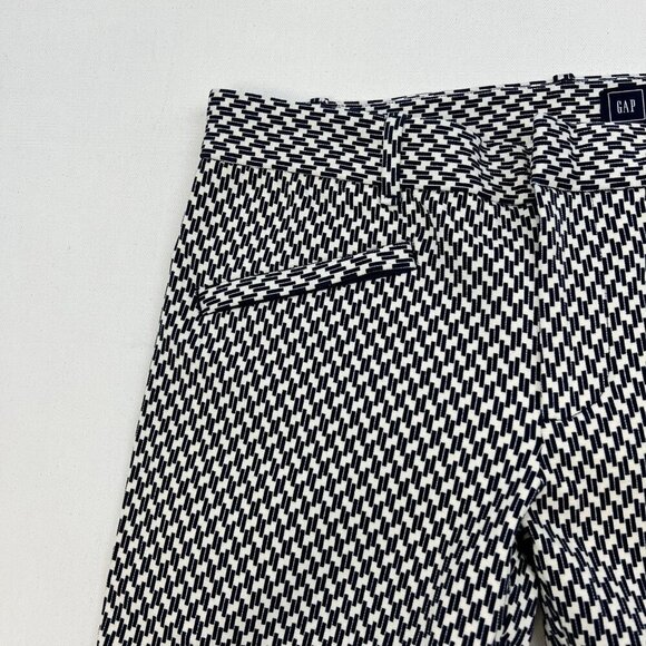 Gap Cropped Geometric Print Dress Pants Navy/Cream Zip Pockets Size 4R - Picture 4 of 9